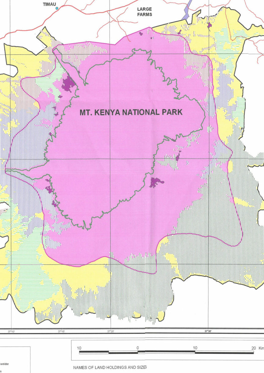 Map of Mount Kenya National Park